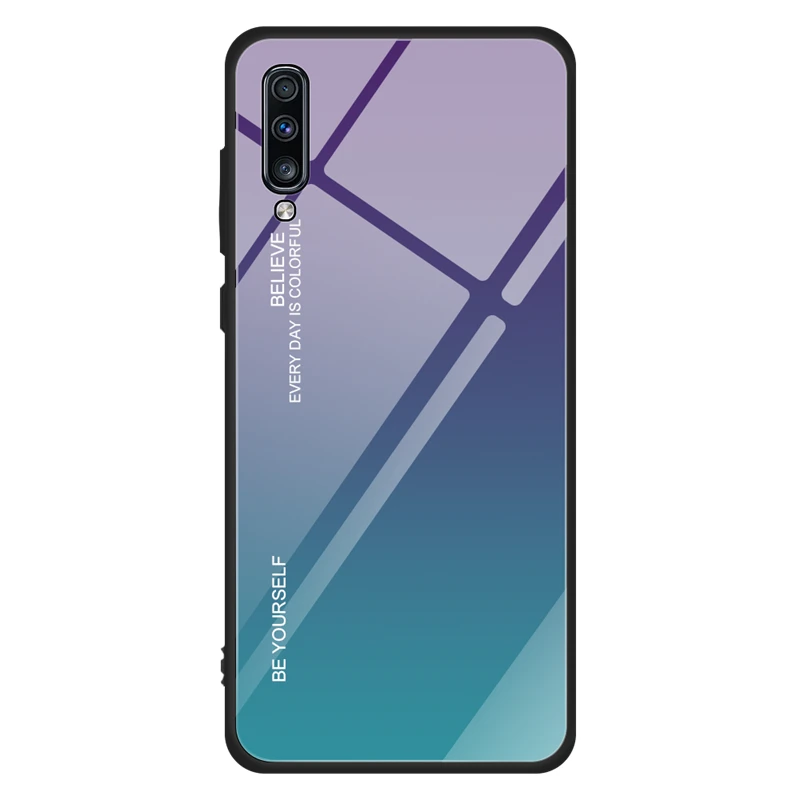 

OMEVE Grandient Tempered Glass Phone Case For Samsung A40 A70 A50 A30 A60 Tempered Glass Cover