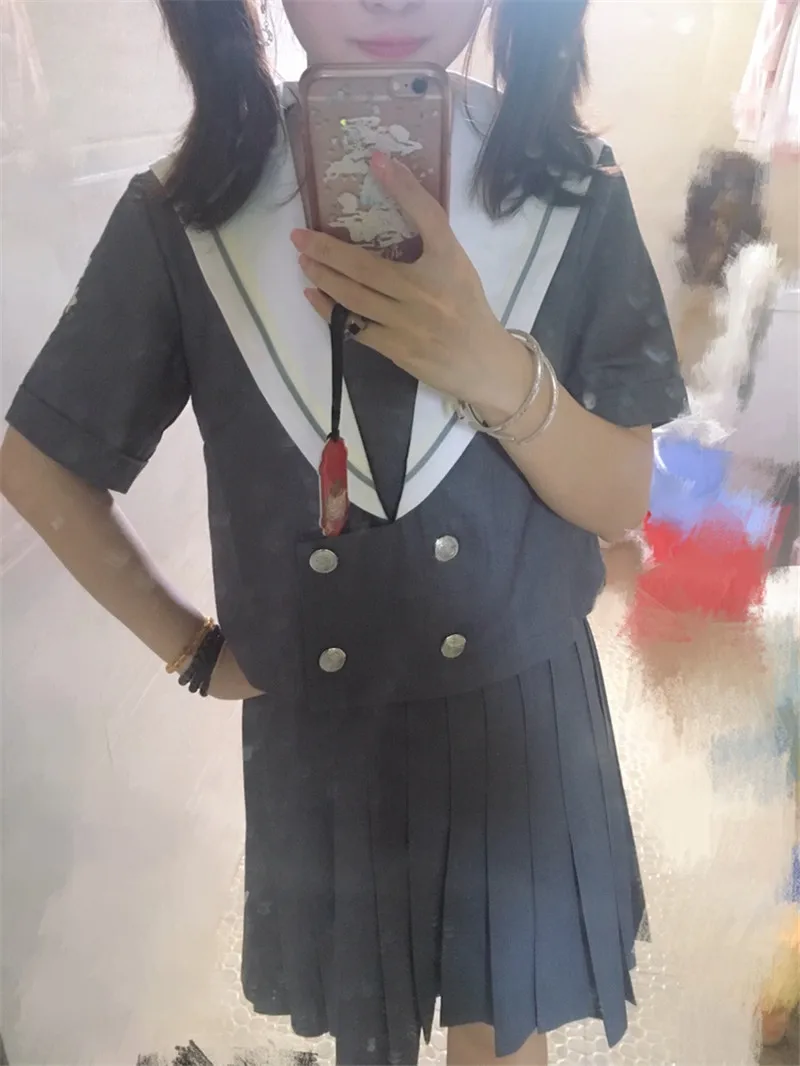 UPHYD японская школьная карнавальный костюм матроса школа моды флот класса Стиль одежда с длинным рукавом форма для девочек для школы 3