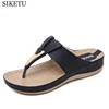 summer women slippers buckle real leather slides shoes solid thick sole heels beach sandals women outside platform flip flops c4 ► Photo 1/6