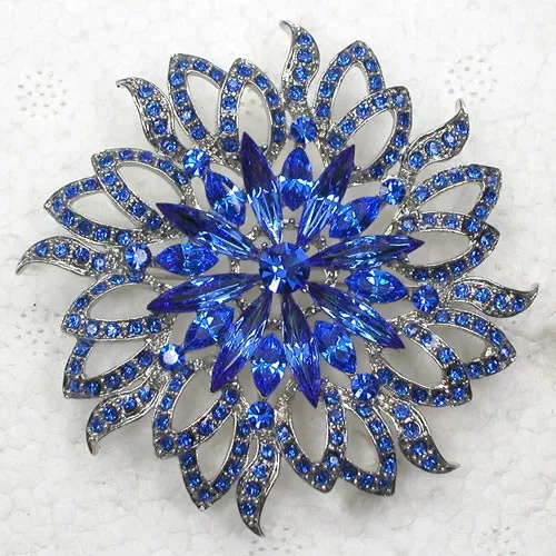 

Marquise Blue Rhinestone Flower Pin brooches Bridal Wedding party jewelry gift C716 B