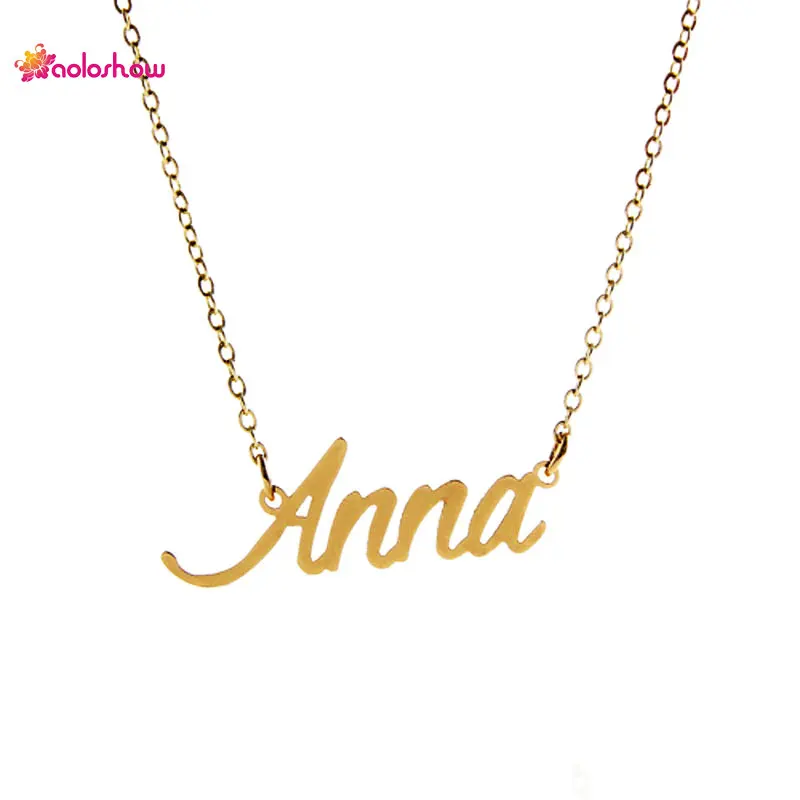 

No other names, Women Personalized Name Necklace Gold " Anna " Stainless Steel Charms 2015 Women NamePlate Necklace ,NL-2390