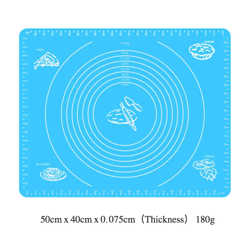 40x50cm 180g Blue Силиконовый коврик для выпечки для теста, доска для торта, коврик для помадки со шкалой, Аксессуары для выпечки, кухонные инструменты для приготовления пищи для духовки - Цвет: 40x50cm 180g Blue