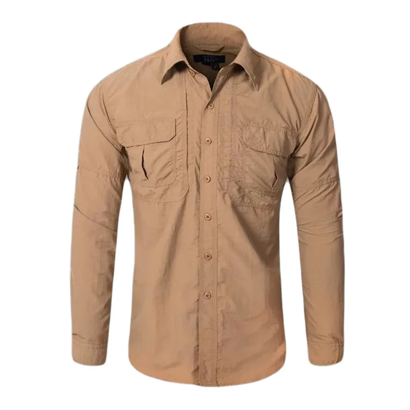 MEGE брендовая одежда, мужская рубашка Pesca Uomo, дышащая Camisa Masculina, мужская рубашка с длинным рукавом для походов, охоты, рыбалки - Цвет: MUD