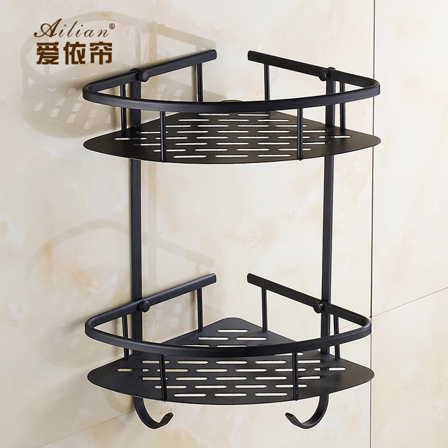 European Luxury Villa Black Imitation Bronze Copper Bathroom Corner European Luxury Villa Black Imitation Bronze Copper Bathroom Corner Basket Tripod Shelf Free Shipping