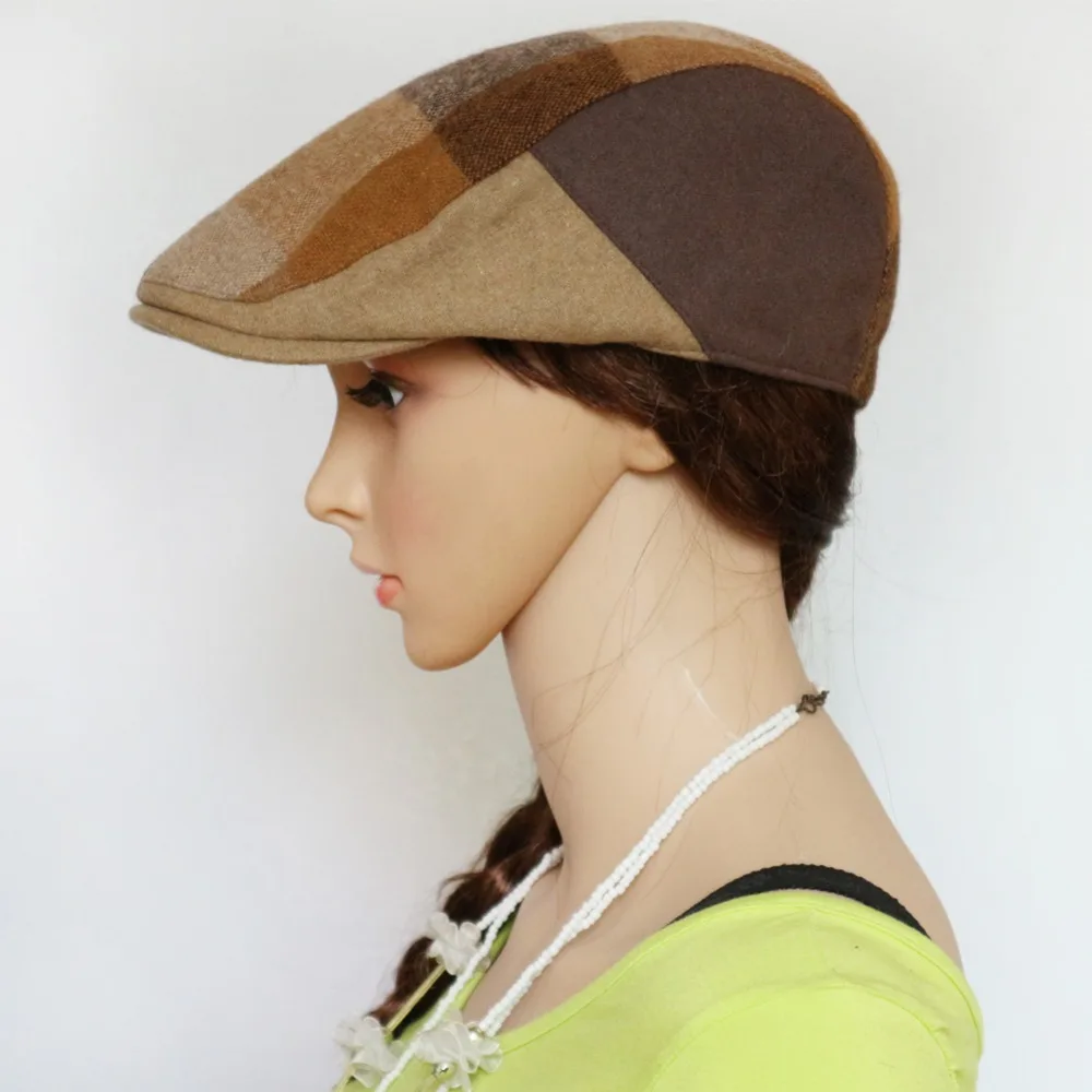 Boolawdee осенние и зимние шерстяные шапка шлем отдыха Британский ретро плед головной убор Универсальный размер 57 см до 60 см m711