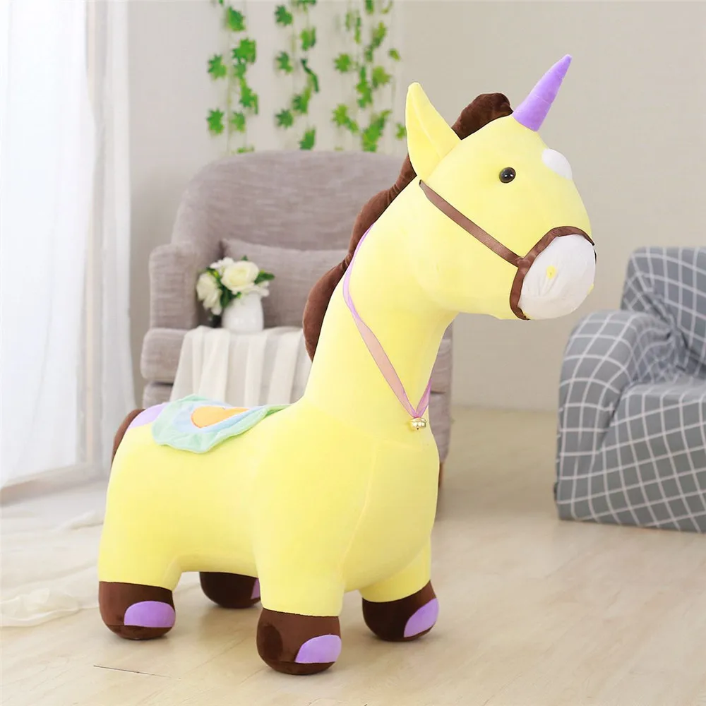 Fancytrader Soft Anime Unicorn Plush Sofa Toy Big 120cm Stuffed Cartoon Ride on Horse Doll Chair Could Load 50kg on the Back 3