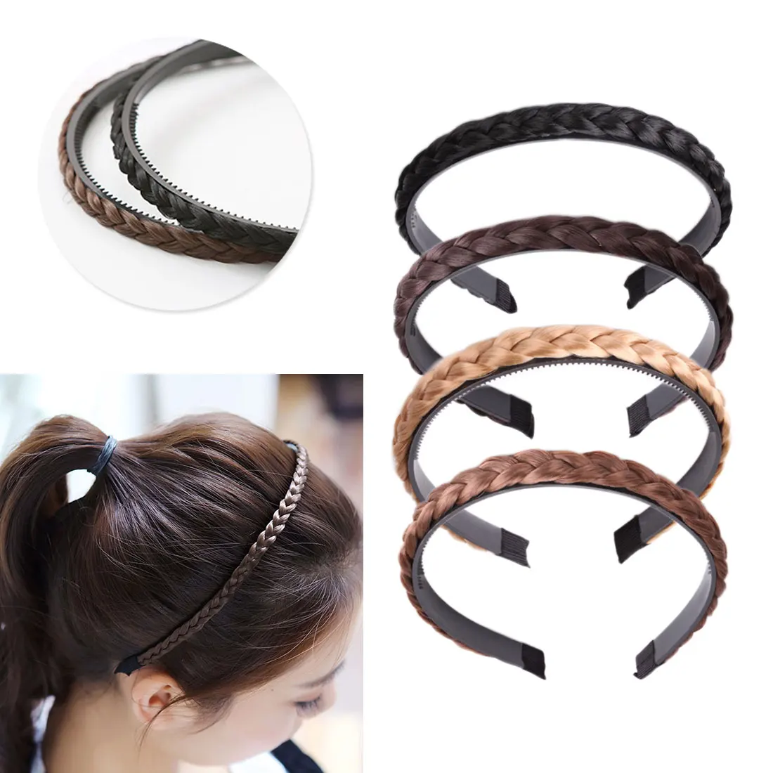 

Women Girls Fashion Hair accessories Vintage Headband Braids Hair Band Headwear Hair Wig Accessories