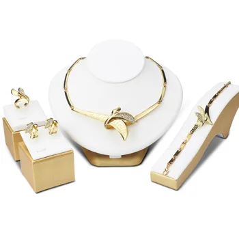 

Dubai Gold Jewelry Sets Costume Big Design Gold Nigerian Wedding African Beads Jewelry Sets Free Gift Box