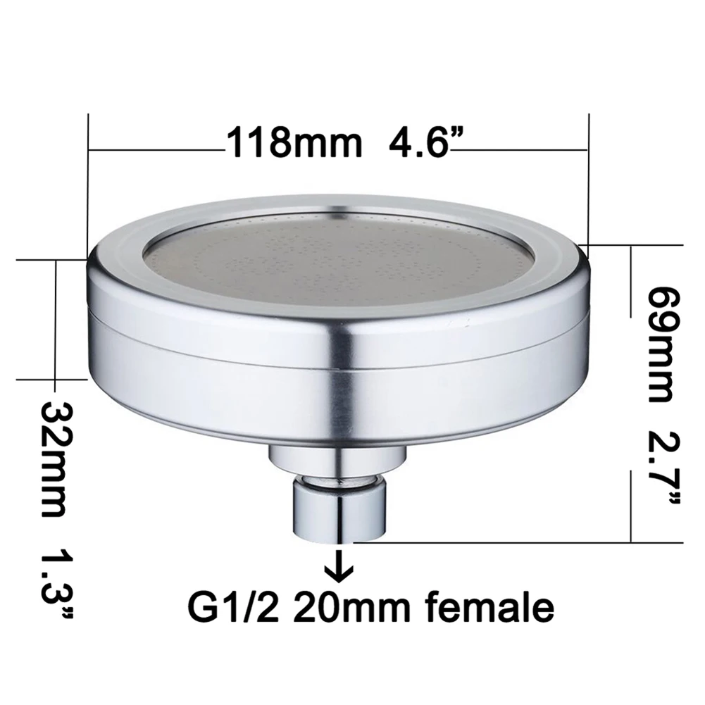 

Space Aluminum Round Water Saving Pressure Boost Shower Head Shower Filter Detachable Cleaned For Drop Shipping