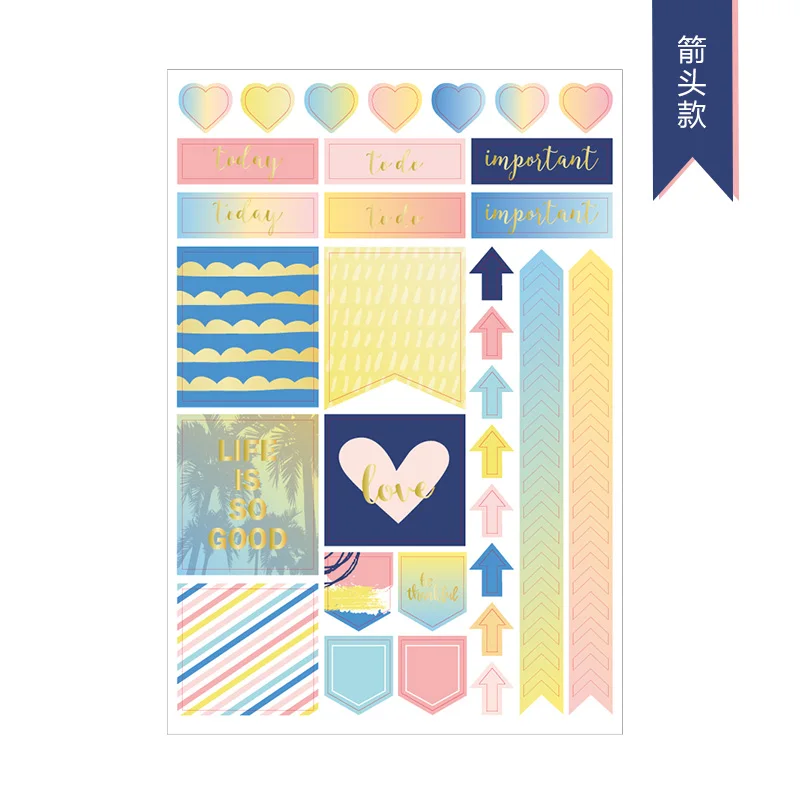 

Midodo 2 Sheets/bag Index，Label，Arrow and Words Self- adhesive Planner Paper Stickers Scrapbooking Diary Decor DIY Card Crafts