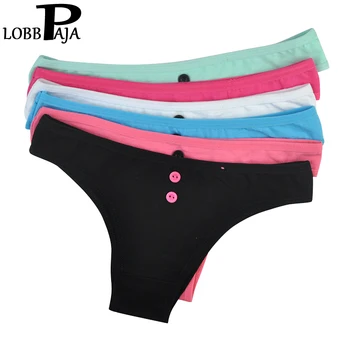

LOBBPAJA Lot 6 PCS Women Underwear Cotton Sexy Ladies Panties Button Solid Full Thongs G-strings Low Rise Lingerie for Women