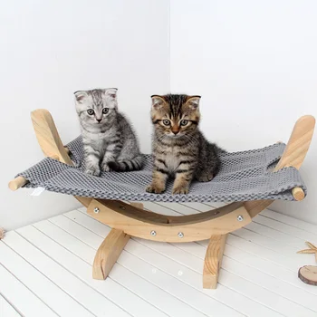 

Cat Hammock Bed Breathable Wood Rest Sleeping Soft Comfortable Pets Supplies can CSV