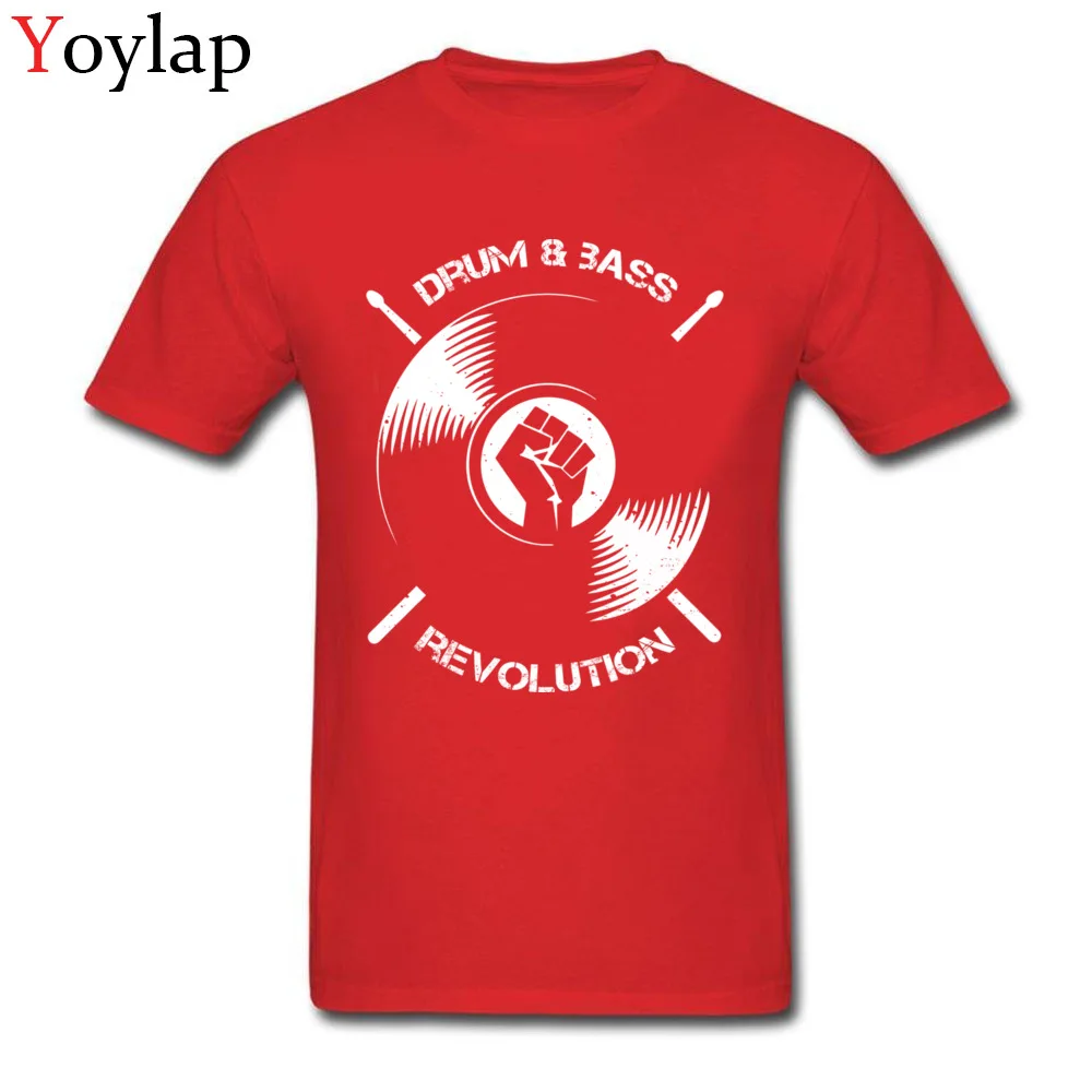 Casual Tops Shirt for Adult Slim Fit Fall O Neck Cotton Fabric Short Sleeve T-Shirt Drum And Bass Revolution Casual Tee Shirt red