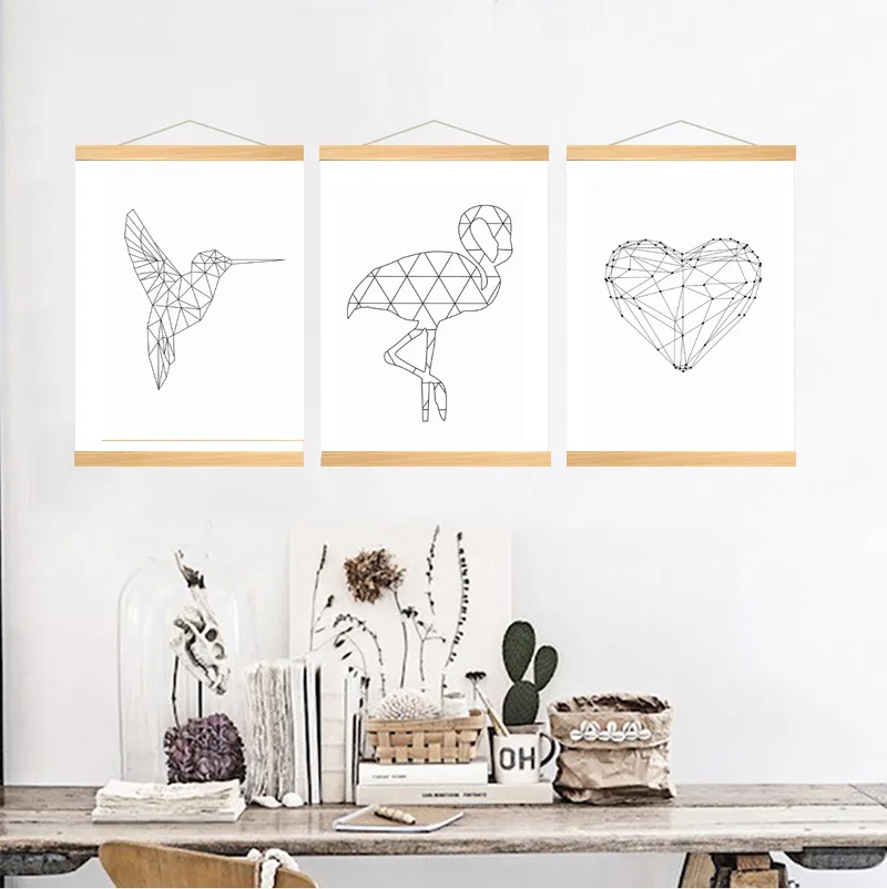

Geometric animal Nordic Wall Art Canvas Painting Posters Pictures For Living Room Decor,with wood frame