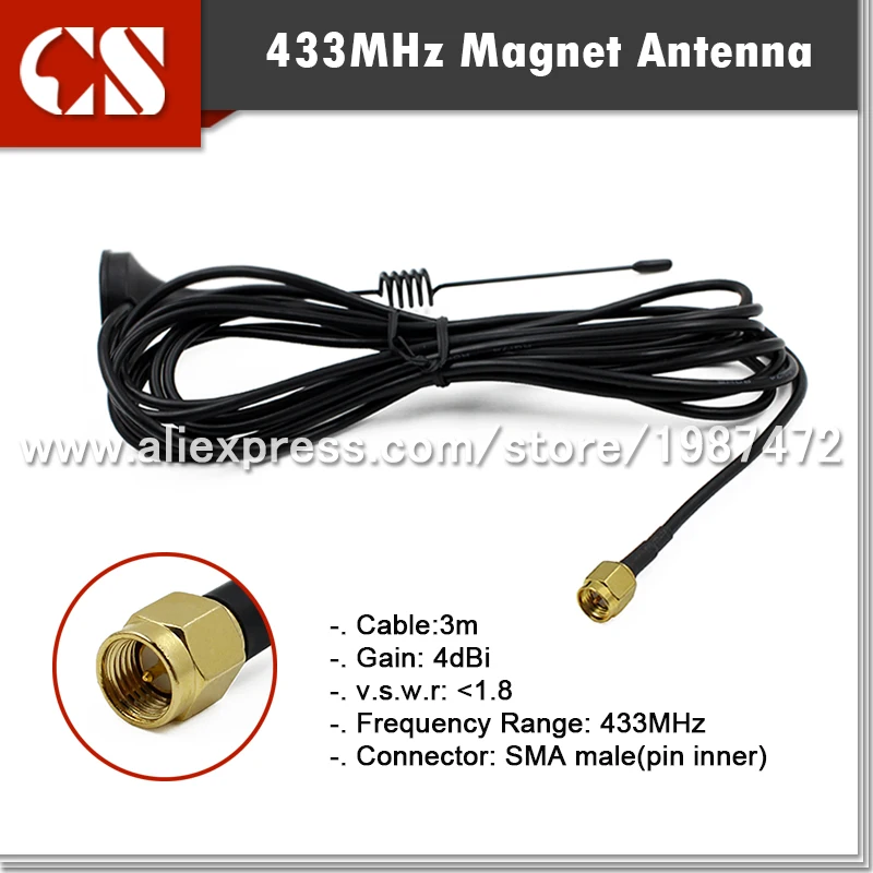 Free shipping 433MHz Wireless Communication Antenna Ham radio antenna 3M SMA Male 2pcs/lot | Мобильные телефоны и