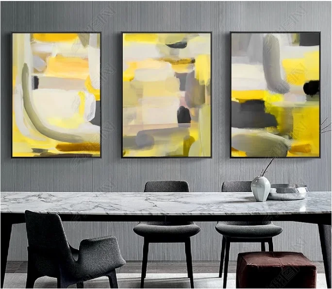 

Nordic Yellow Abstract Color Block Poster Canvas Print Modular Wall Paintings For Living Room Wall Art Home Decor No Framed