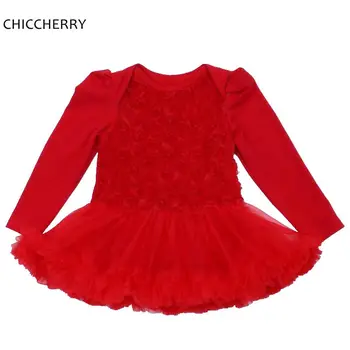 

Red 3D Rose Girls Valentine's Day Outfit One Piece Lace Tutu Romper Dress Wedding Dresses Vestido Infantil Baby Girl Clothes