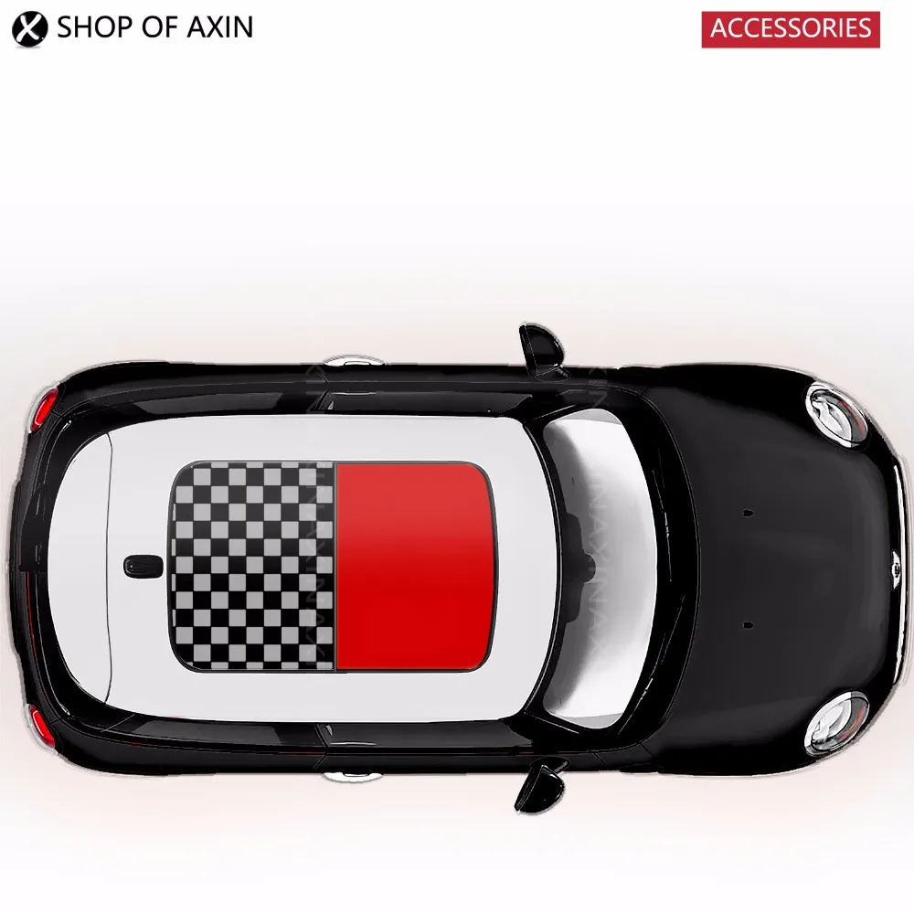 Sunroof Stickers Red Checkered Graphics for mini Cooper clubman