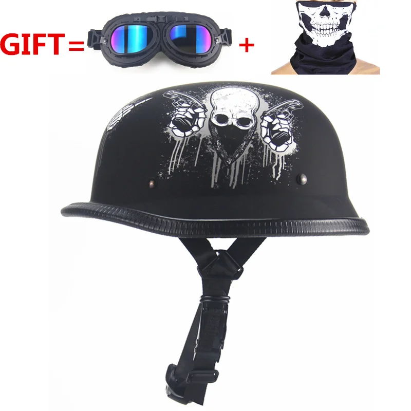 

German Motorcycle WWII Style Half Helmet Chopper Biker Pilot Goggles Open Face Moto Motocicleta Capacete Casco Casque Kask