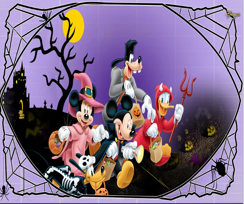 

7x5FT Halloween Night Mansion Minnie Mickey Spider Web Custom Photo Studio Background Backdrop Vinyl 220cm x 150cm