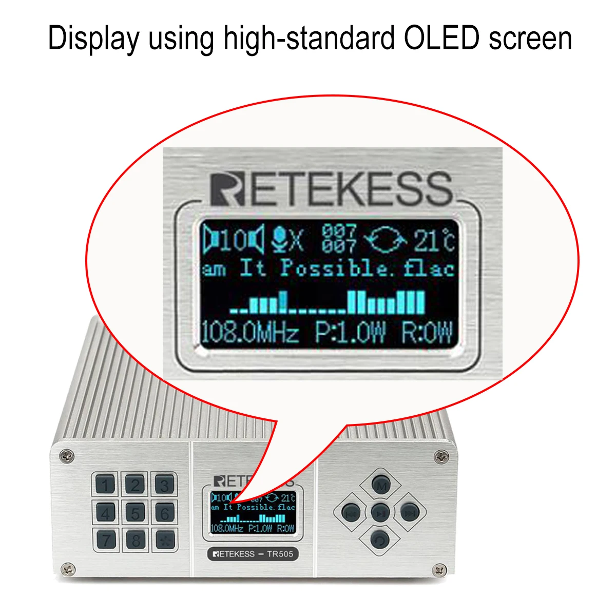 Fm передатчик Retekess TR505 25 Вт дальность передачи регулируемая мощность для приводов