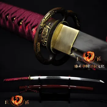 

Hand forged T10 Clay tempered japanese samurai sword katana sharpened full tang sharp blade