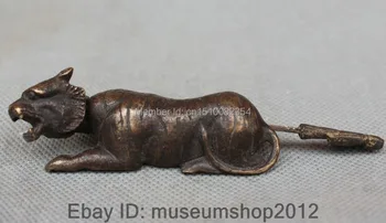 

Old china bronze 12 Zodiac Year Tiger statue armoire lock unlocking key