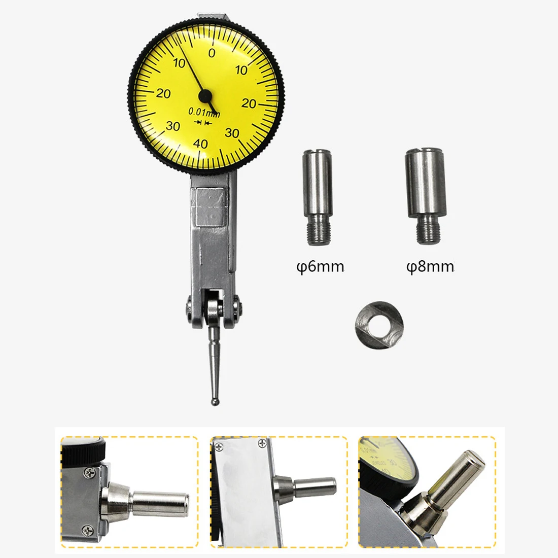 0.001mm Accurate Metric Reading Dial Gauge Test Indicator with Dovetail Rail