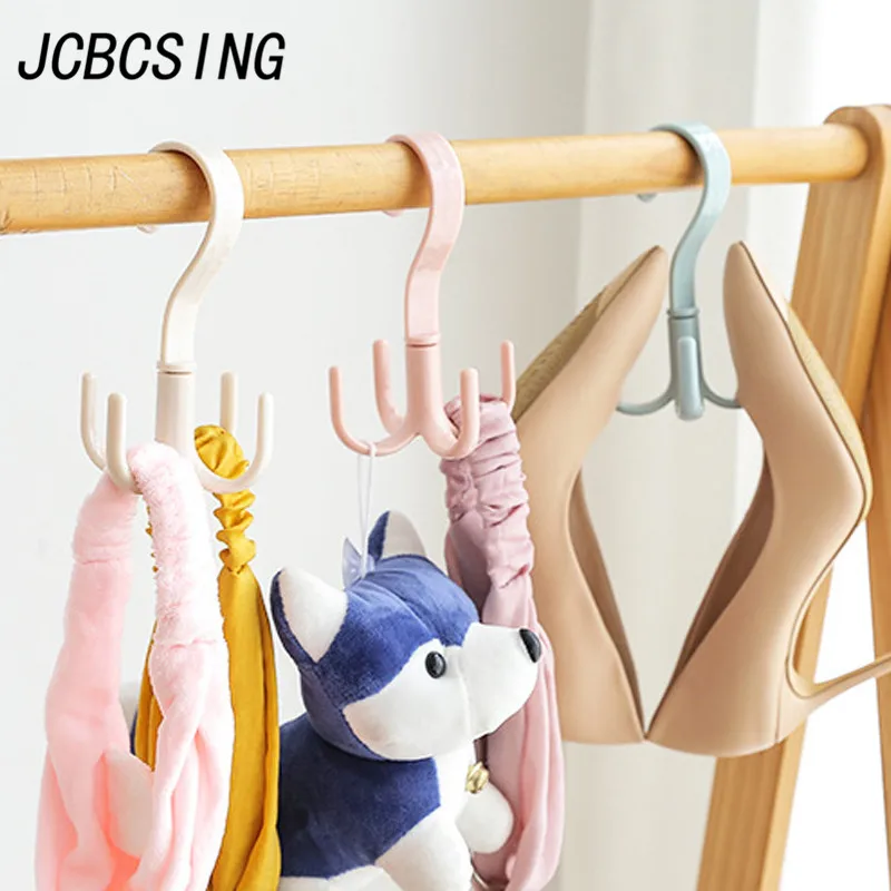 

JCBCSING 1Pc Rotatable Wardrobe S Type Hook Clothes Bag Belt Storage Rack Shoes Underwear Drying Hanger Wardrobe Hanger