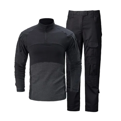 Mandrake мужская приталенная Боевая быстрая штурмовая рубашка тактическая страйкбольная камуфляжная рубашка с длинным рукавом+ брюки - Цвет: Black