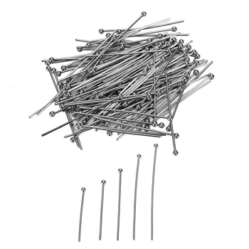 

250PCs/set Silver Tone Stainless Steel Ball Head Pins Jewelry Beads Connectors Accessories 20mm-40mm