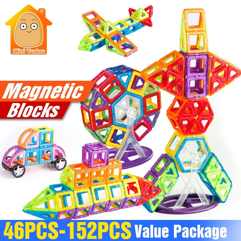 Miglior 152 46 PCS Magnete Blocchi di Costruzione di Giocattoli di Costruzione Magnetico Set Designer Per Bambini FAI DA TE Giocattoli Educativi Giochi Per I Bambini