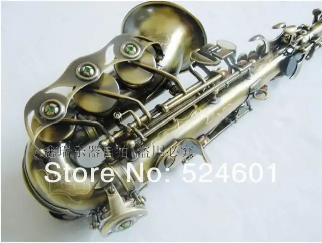 Best price at $351 Cheap Wholesale Anti the little elbow in saxophone soprano B flat green bronze soprano saxofone surface Antique Copper Simulation