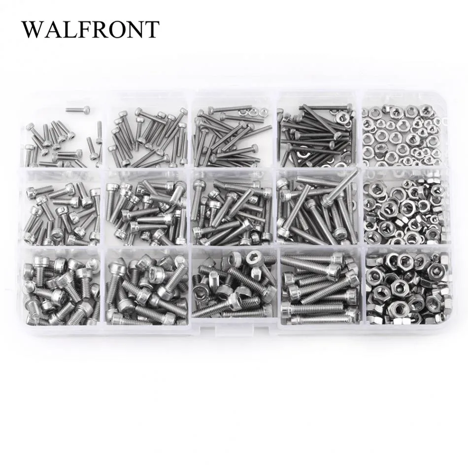 

480pcs Screws M2 M3 M4 Hex Socket Screws Set Stainless Steel SS304 Hex Socket Cap Head Screws and Nuts Repair Tool