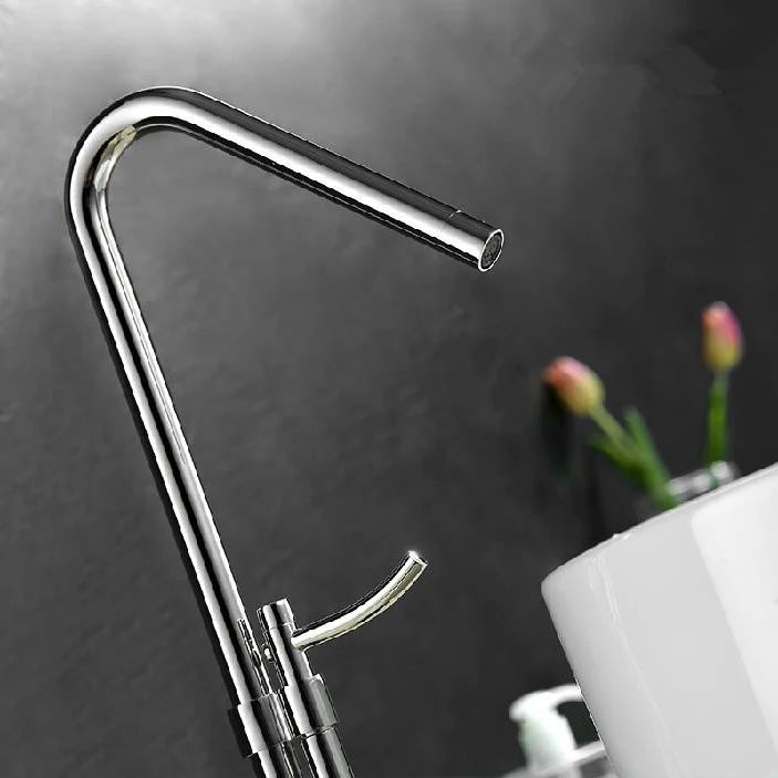 Умывальник Faucetst хромированный серебристый смеситель для ванной комнаты с одной ручкой для кухонной раковины Высокий арочный Однорычажный смеситель для горячей и холодной воды LT-801B