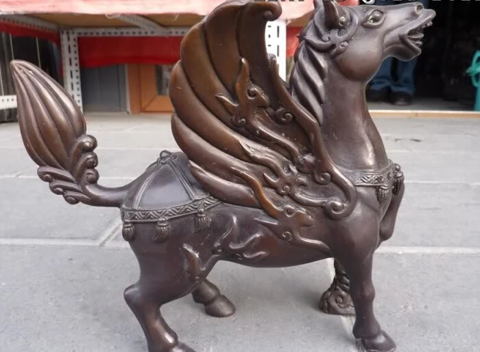 

R0720 Details about 11"Chinese bronze eximous fly horse statue