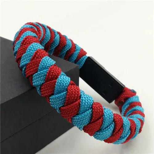 blue and red USB Apple Anzao зарядный кабель зонтик плетеный браслет USB Плетеный Браслет зарядный линейный браслет - Окраска металла: blue and red
