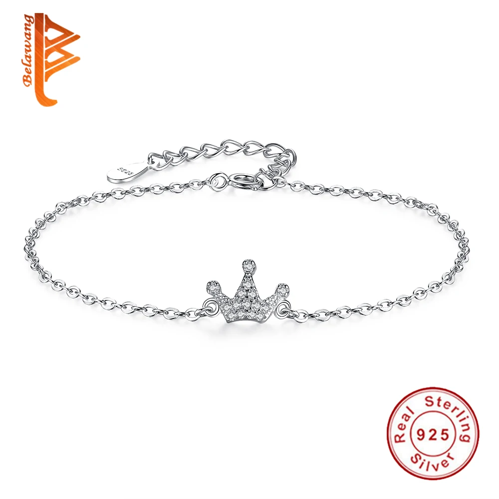

Wholesale 3PCS Authentic 925 Sterling Silver Women Infinity Bracelet Crown Crystal Charm Bracelet For Women Silver Jewelry Gift