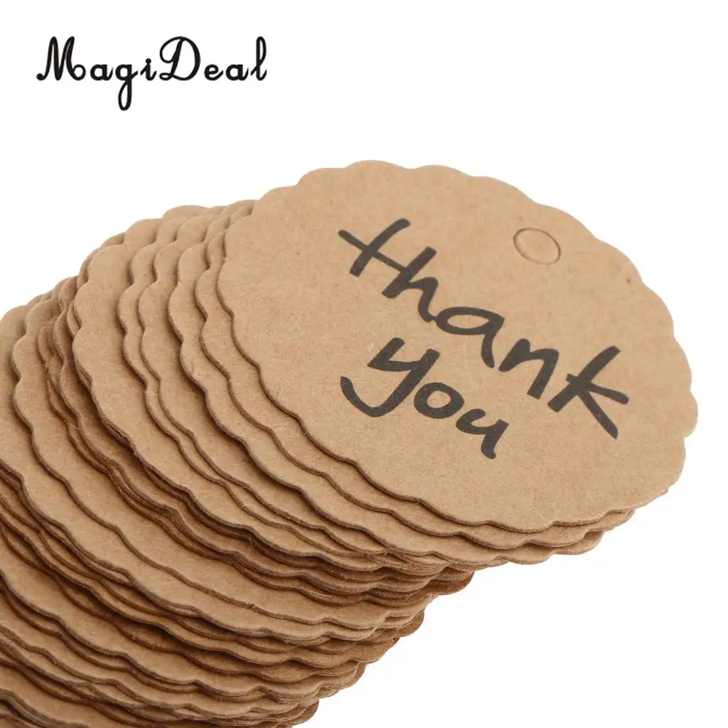 MagiDeal 100pcs Kraft Paper Gift Tags w/ String Christmas Wedding Thank You Cardstock