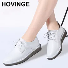 Hovinge осень Для женщин Спортивная обувь балетки Для женщин Обувь кожаная для девочек Кружево до Мокасины для женщин Мокасины Оксфорд Обувь для Для женщин 8512