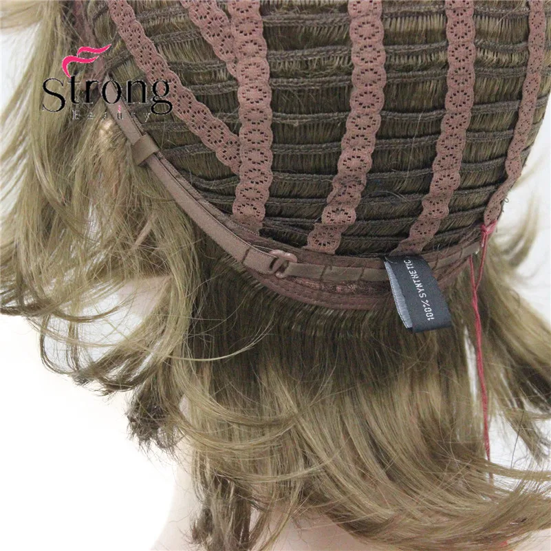 L-1943A #12TT26 New Bady Wavy Light Brown Mix Blonde Neck Length Synthetic Hair Women's Full Wig (7)