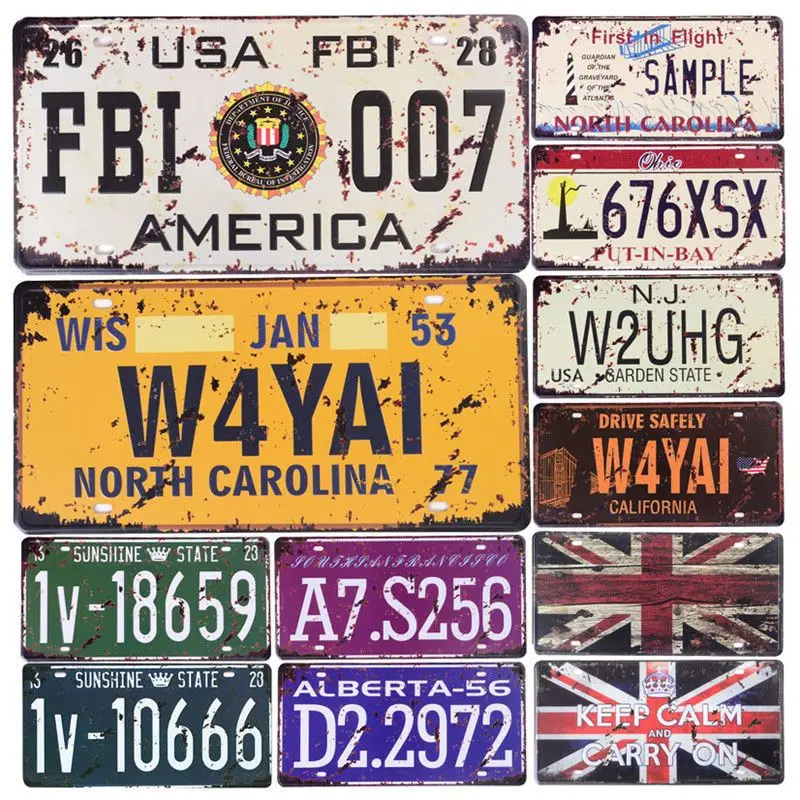 

Car Metal License Plate Vintage Home Decor Tin Sign Bar Pub Garage Decorative Metal Sign Metal Painting Plaque FBI 007 Nevada C9