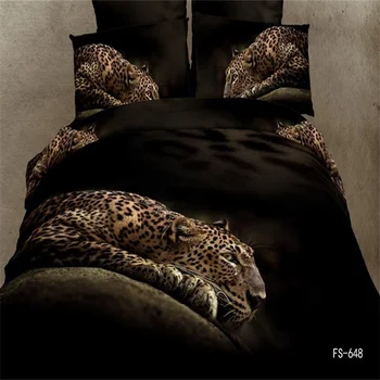 

Pure Cotton Home Textiles Duvet Cover Bed Sheets Pillowcase Bed in a Bag 3D Animals Print Leopards Bedding Set Queen Size