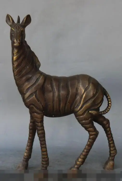 

S01391 17"Auspiciou Chinese Bronze Folk Feng Shui African Animal Zebra Statue Sculpture B0403