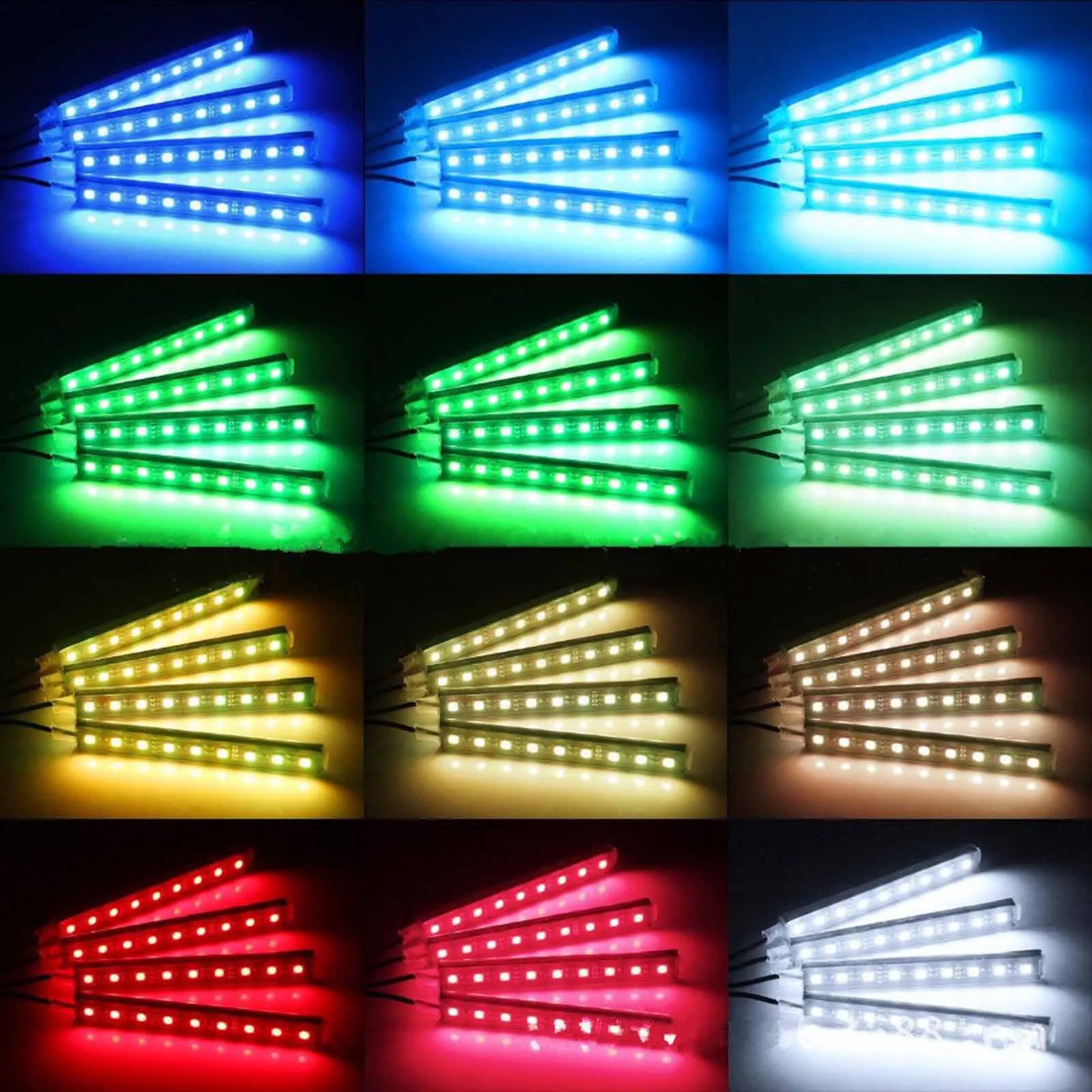 new 4pcs/set 12CM RGB LED Car Body Underglow Strip Neon Light Kit Remote Control