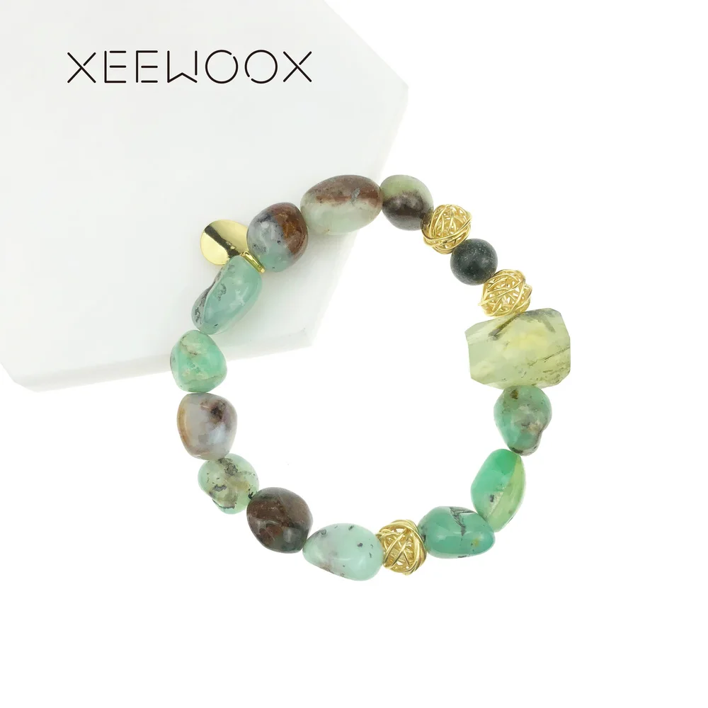 Prehnite Simple Wool yarn ball Charm Bracelets XEEWOOX Natural Stone 18K gold Plated Fine Jewelry Gift Fashion Week Designer | Украшения и