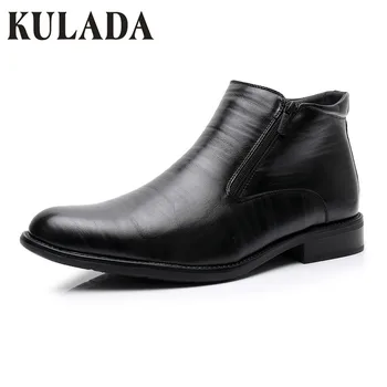 

KULADA Boots Men's Winter Shoes Large Size Super Warm Shoes Men's Formal Double Zipper Side Boot's Men‘s Snow Waterproof Busines