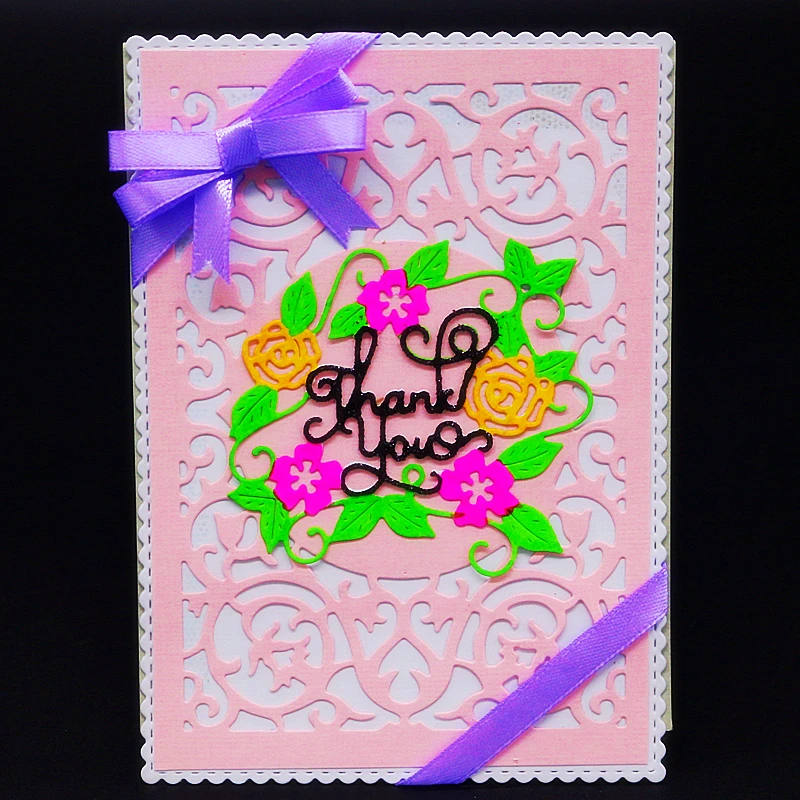 

YLCD1294 Thank You FlowerMetal Cutting Dies For Scrapbooking Stencils DIY Album Cards Decoration Embossing Folder Craft Die Cuts