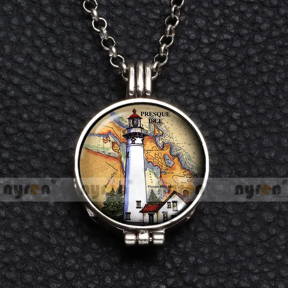 Perfume Aroma Pendant Necklace With Foam 25mm Glass Charms Lighthouse Multi Pattern For Man Women& Girl DZ1750