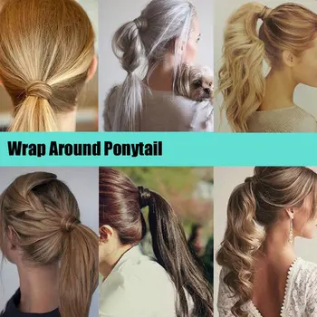 S-noilite 24'' Long Straight Synthetic Ponytail Wrap Around Clip In Ponytail Hair Extensions Heat Resistant Hair Tail 3